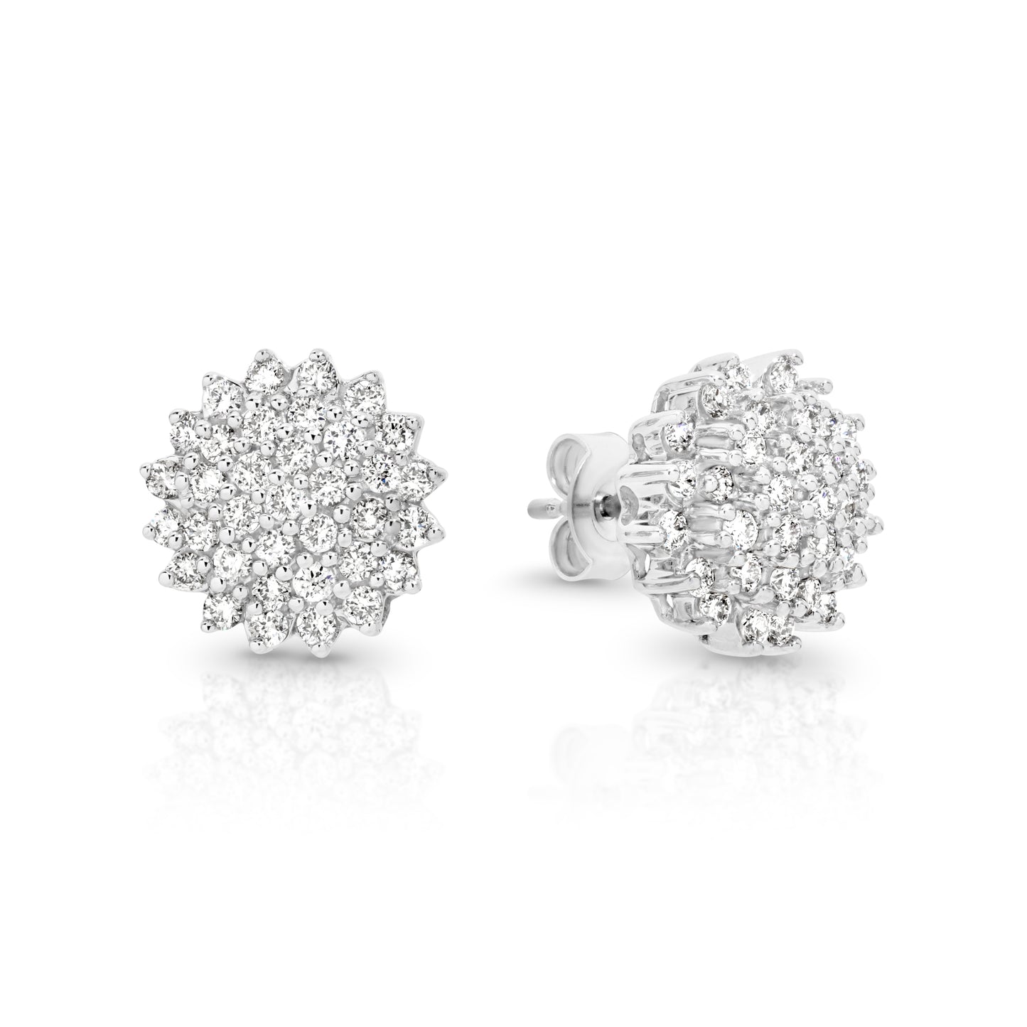 Flower Earrings with Laboratory Diamonds set in 14ct White Gold