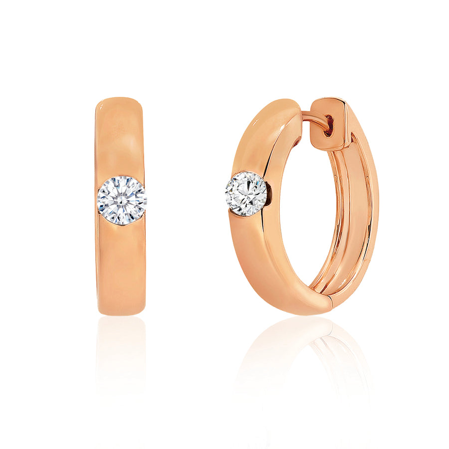 9ct Gold Huggie Natural Diamond Earrings