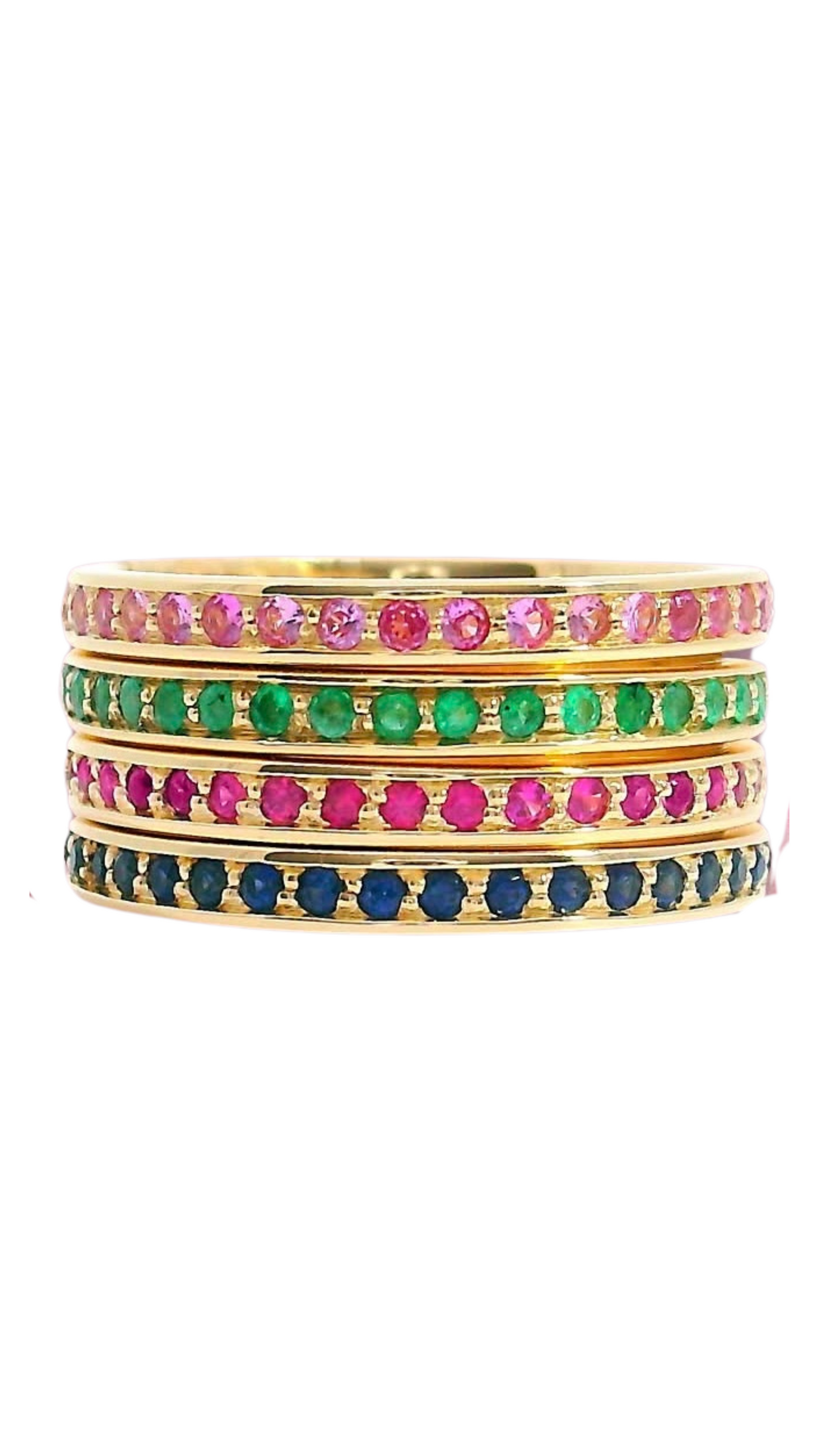 9ct yellow gold gemstone stacker rings