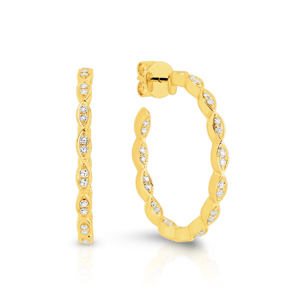 Natural Diamond Hoop 9ct Gold Earrings