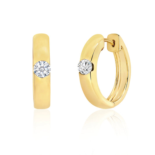 9ct Gold Huggie Natural Diamond Earrings