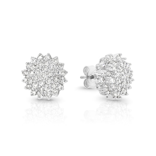 Flower Earrings with Laboratory Diamonds set in 14ct White Gold