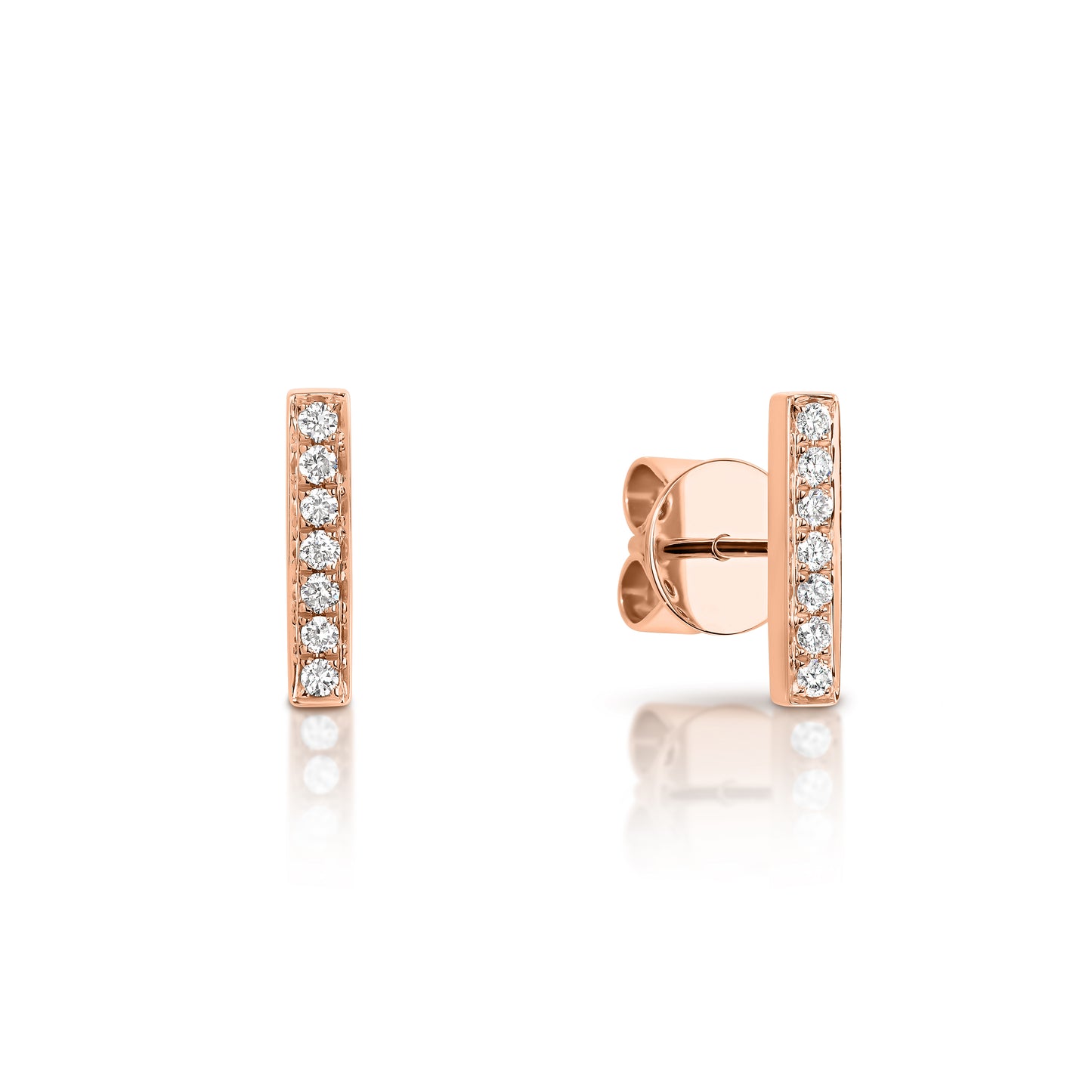 Natural Diamond Bar Stud Earrings set 9ct Gold