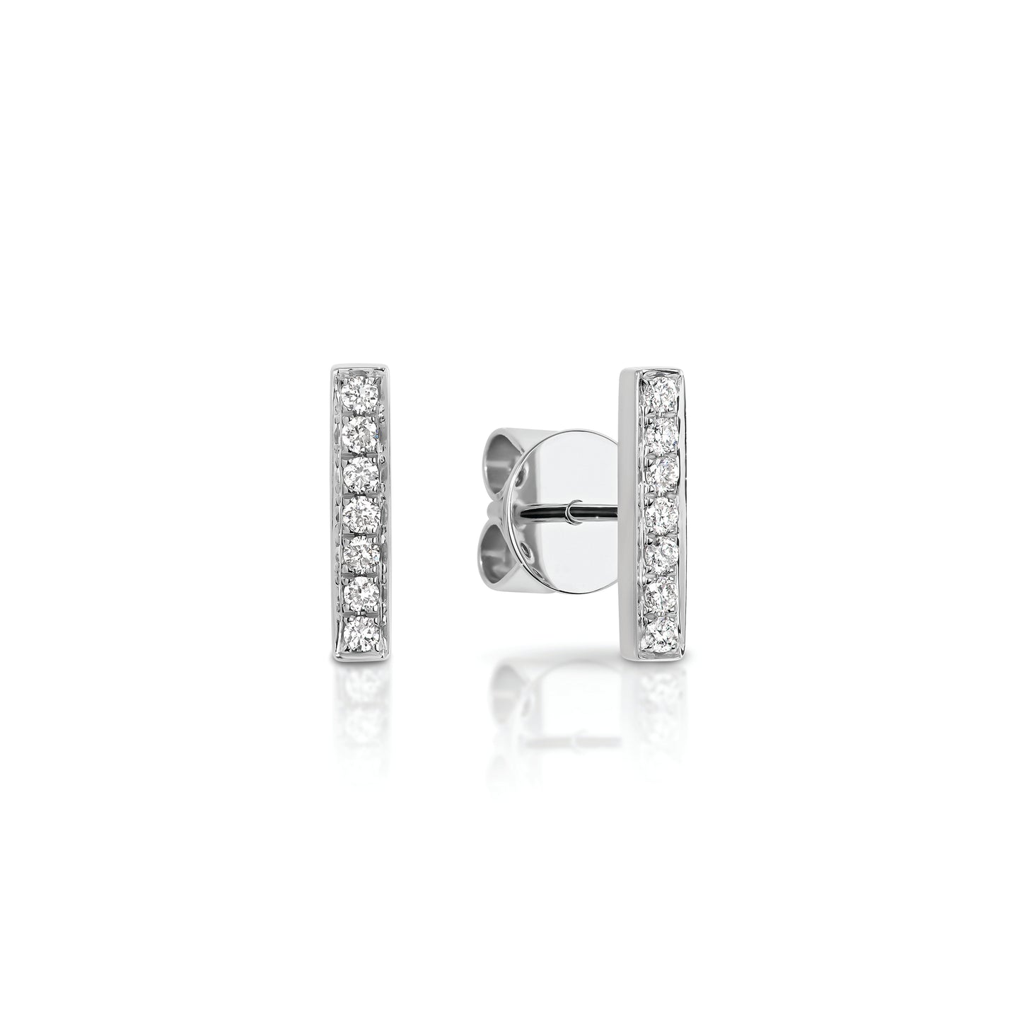 Natural Diamond Bar Stud Earrings set 9ct Gold