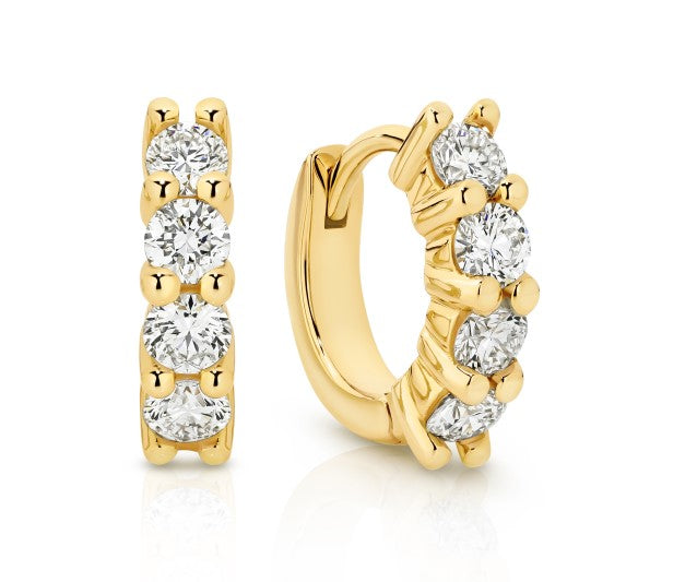 Diamond Huggies Earrings in Solid Gold